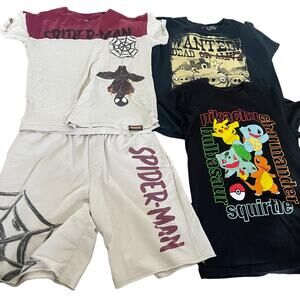 Spiderman Pikachu Angry Birds Youth Boys Size Large‎ 4 Piece Bundle
